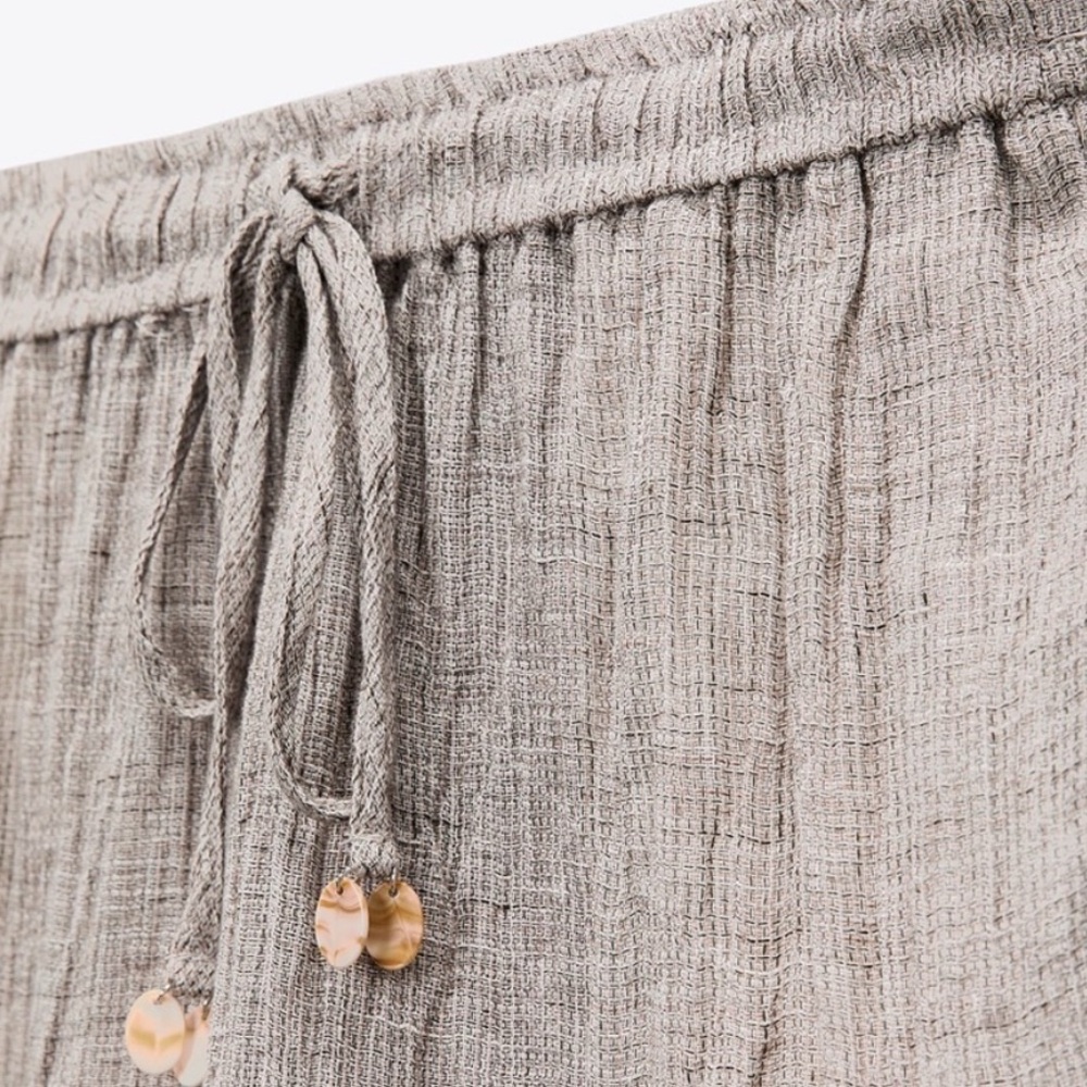Zara Pants 100% Linen Wide-Leg Neutral Color Pants (item #A21) - Picture 4 of 10